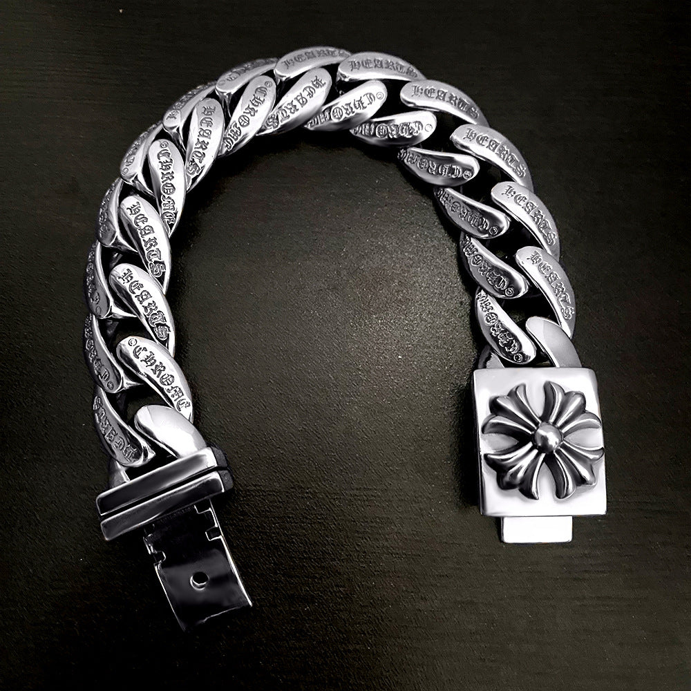 Chrome Hearts Retro Plus Cross Box ID Classica chain Bracelet 925 Sterling silver